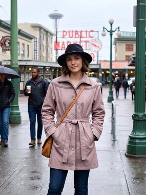Dusty Pink trench coat.